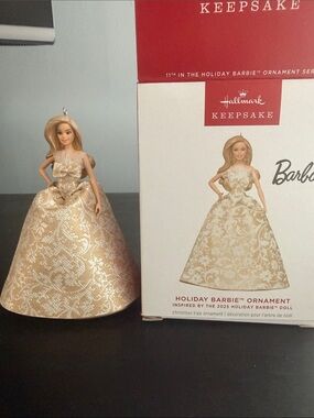 Hallmark Gold and Cream Holiday Barbie Ornament